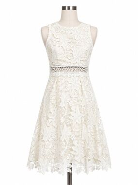 Chi Chi London Ivory Floral Lace Midi Dress